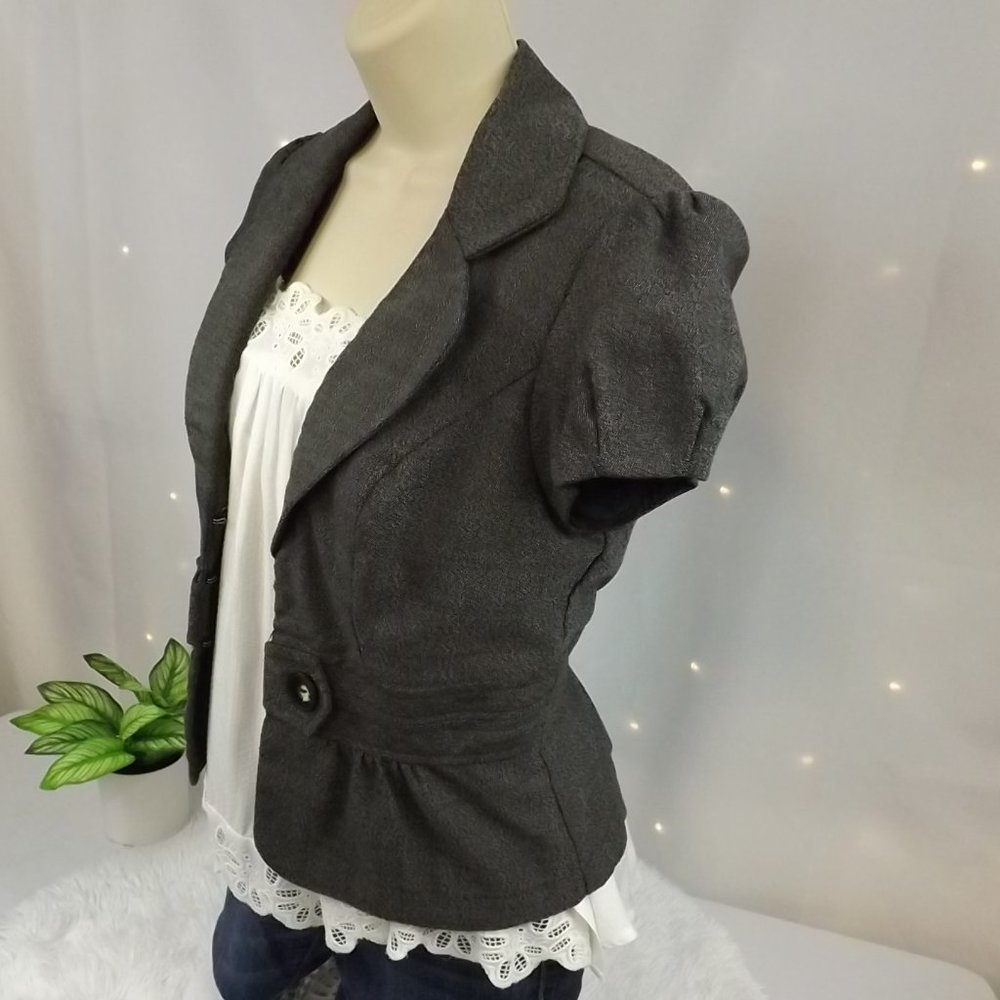 IZ Byer Black and White Tweed Fitted Blazer, Size M - Picture 7 of 13